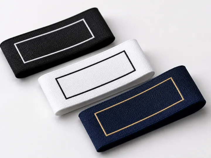 Damask woven brand labels