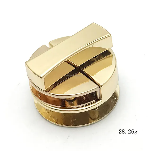 Metal twist turn lock bag closure