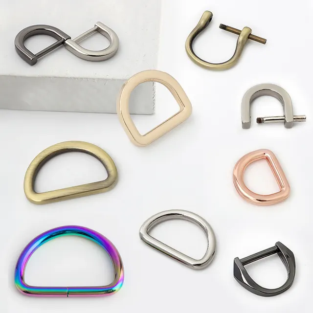 Welded metal D rings and O rings for bags