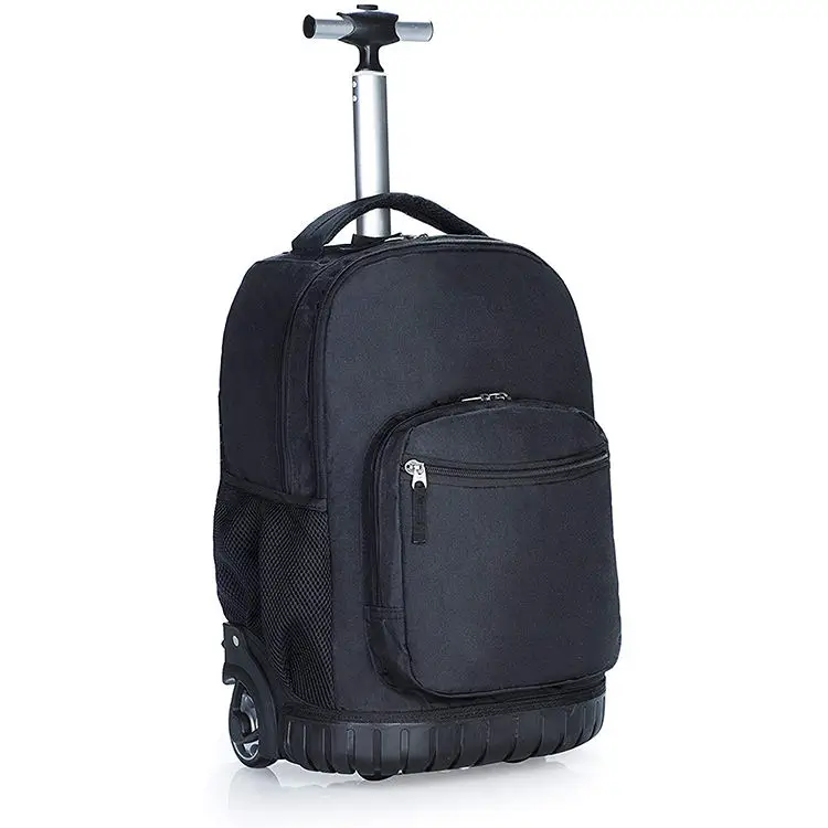 Black rolling backpack with telescopic handle