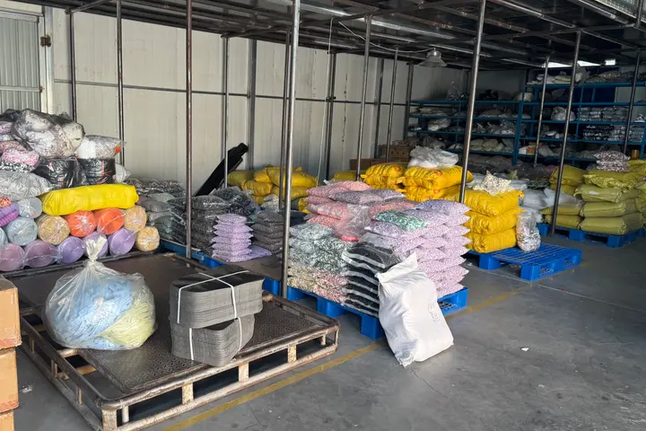Colourful kids backpack stock on pallets